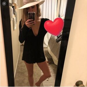 Reformation Plunge Longsleeve Romper in Black size X-Small